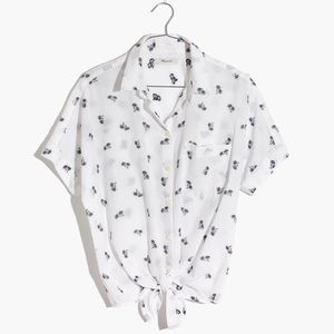 MADEWELL White Button Up Palm Print Blouse